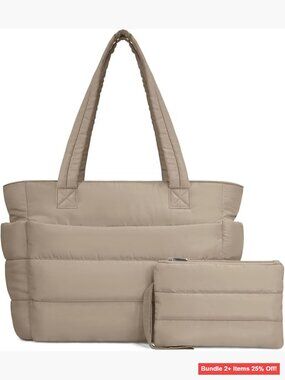 Lightweight Puffer Tote Bag with 9 Pockets, 20L Capacity for Work Travel Gym